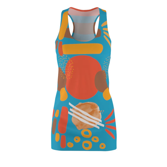 Earth Tones Abstract Women's Racerback Dress - Turquoise