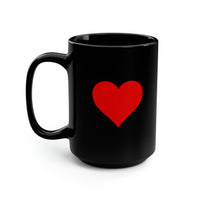One Heart, One Love, Valentine Red Heart Mug, 15oz Black