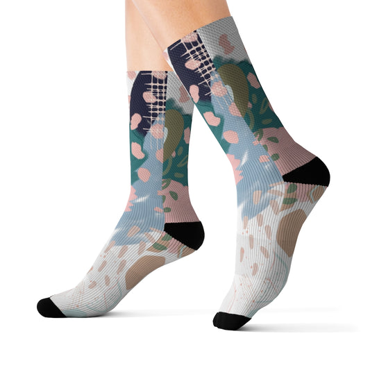 Abstract in Pink and Green Socks