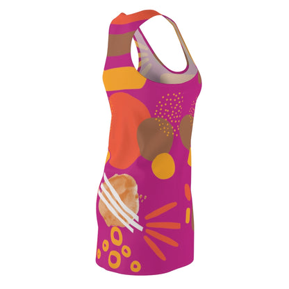 Earth Tones Abstract Women's Racerback Dress - Dark Pink