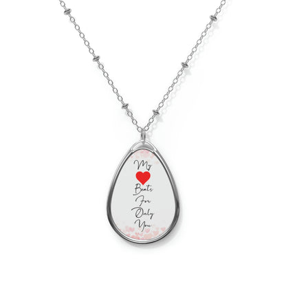 My Heart Beats Oval Necklace Valentine Jewelry