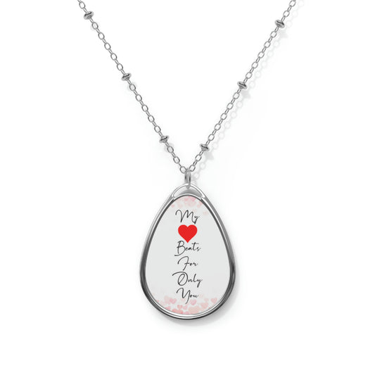 My Heart Beats Oval Necklace Valentine Jewelry