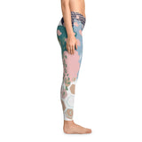 Abstract in Pink and Green Stretchy Leggings