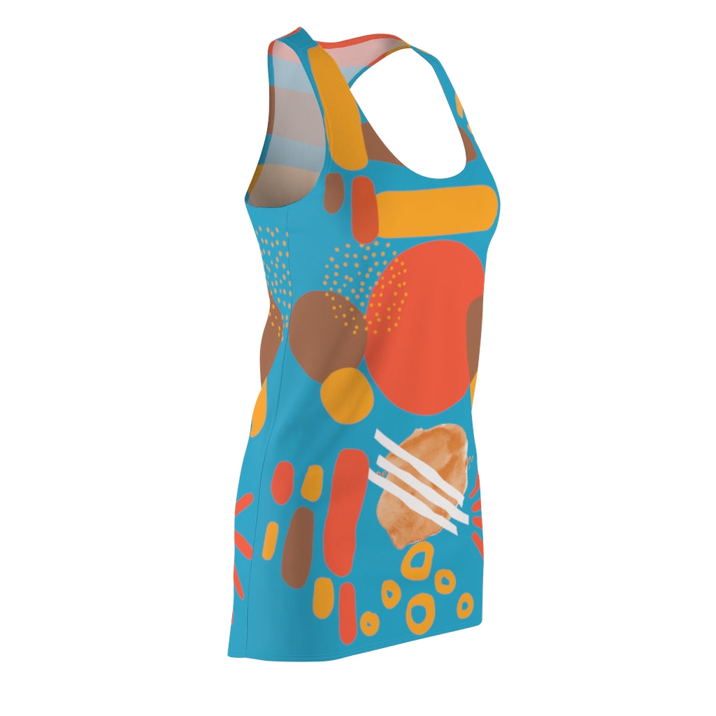 Earth Tones Abstract Women's Racerback Dress - Turquoise
