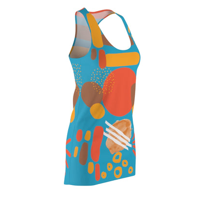 Earth Tones Abstract Women's Racerback Dress - Turquoise
