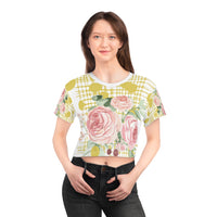 Roses on Yellow Crop Tee