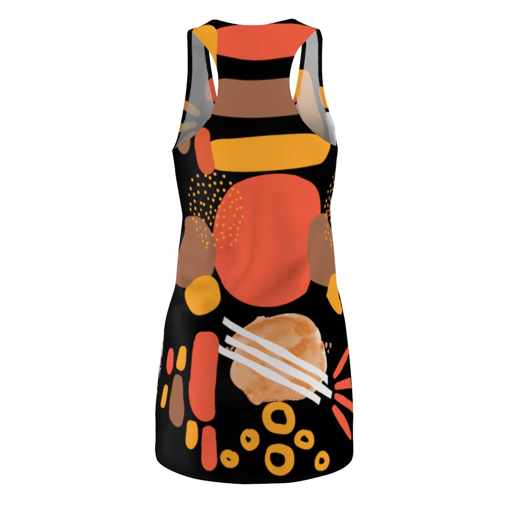 Earth Tones Abstract Women's Racerback Dress - Black