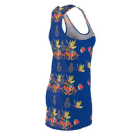 Tropical Pineapple Women's Racerback Dress - Dark Blue