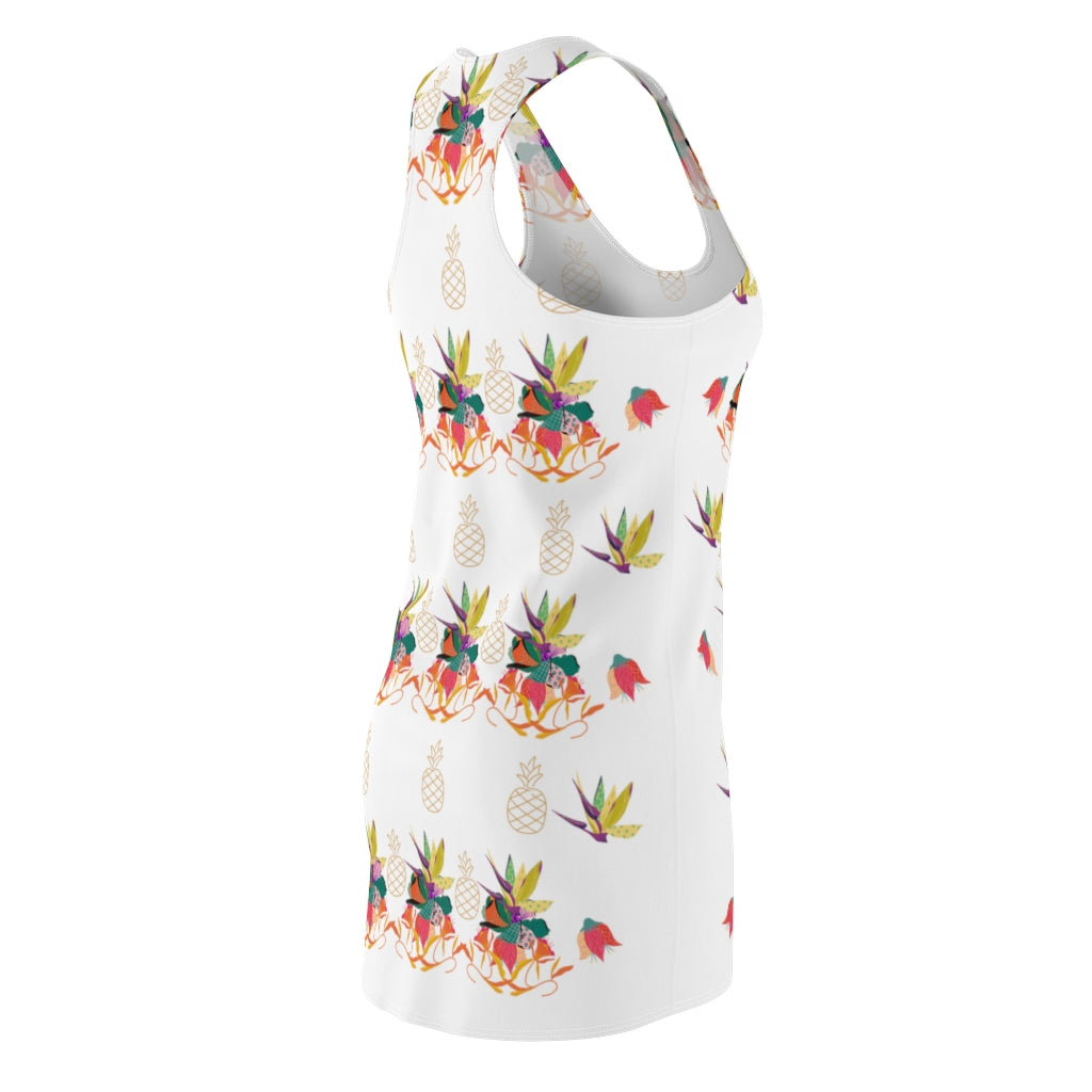 Tropical Pineapple Women's Racerback Dress - White