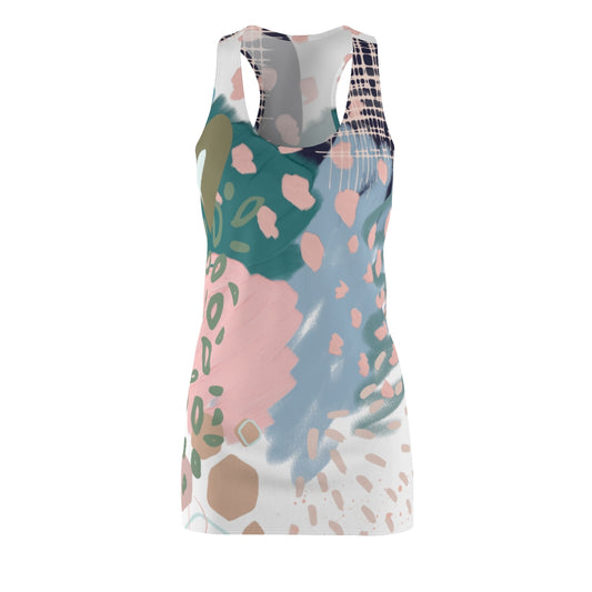 Abstract in Pink and Green Racerback Dress