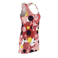 Coral and Yellow on Polka Dots Women's Racerback Dress