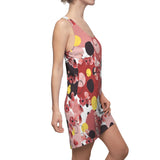 Coral and Yellow on Polka Dots Women's Racerback Dress