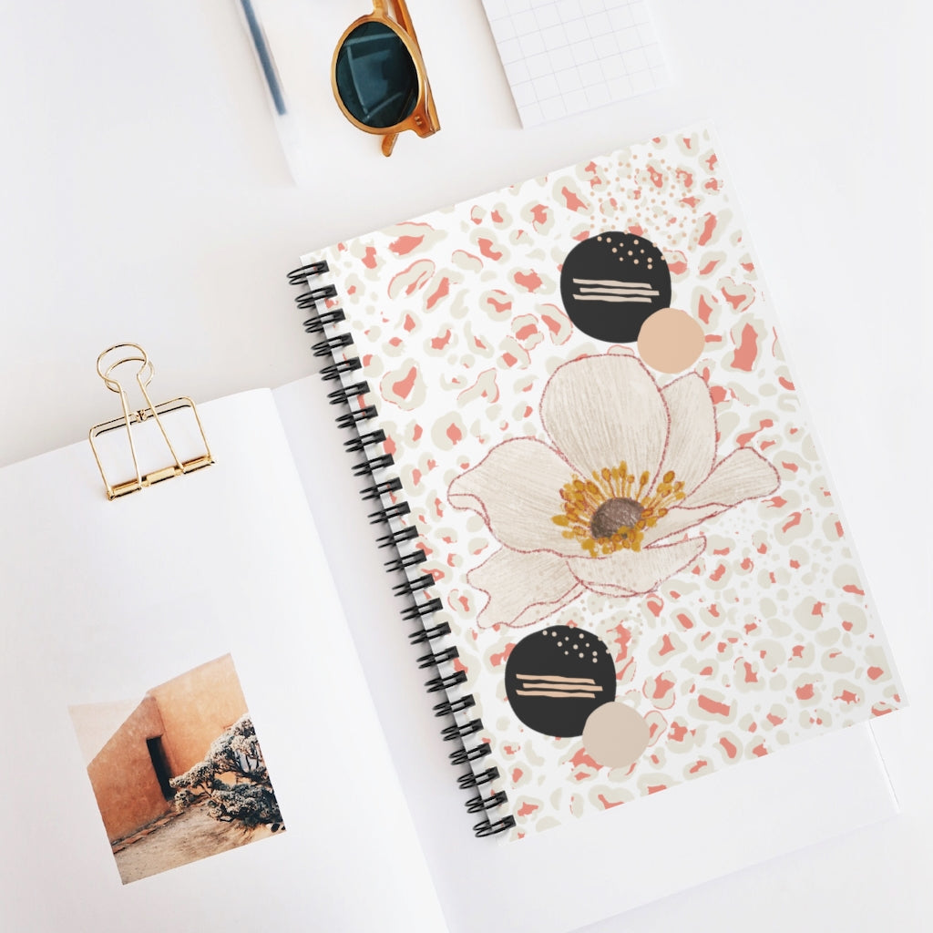 Peach Flower Abstract Spiral Notebook