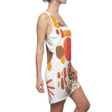 Earth Tones Abstract Women's Racerback Dress - White