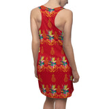 Tropical Pineapple Women's Racerback Dress - Dark Red