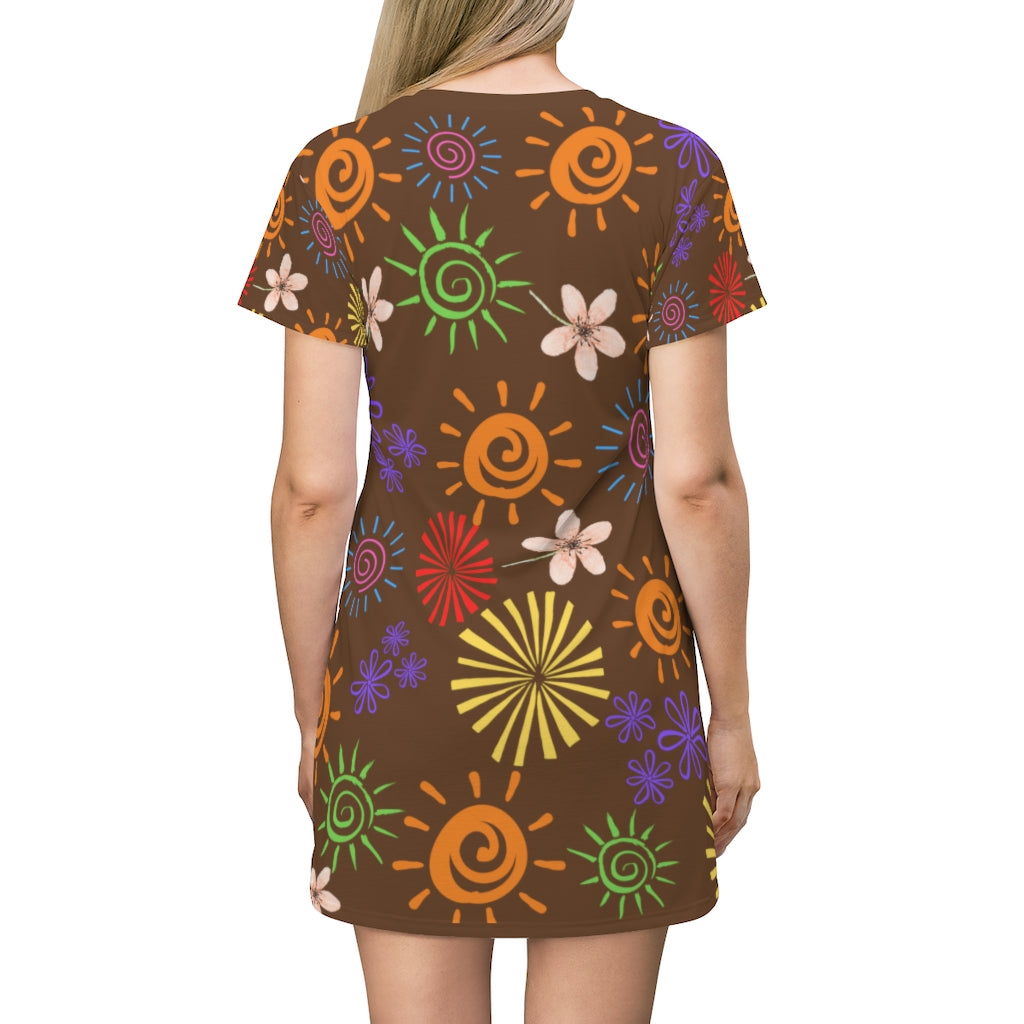 Confetti T-Shirt Dress - Dark Brown