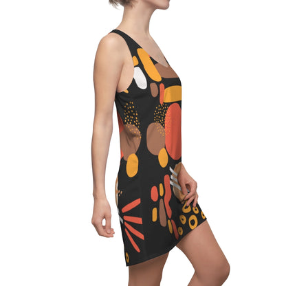 Earth Tones Abstract Women's Racerback Dress - Black