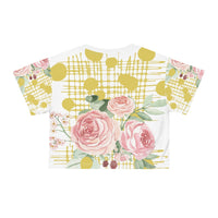 Roses on Yellow Crop Tee