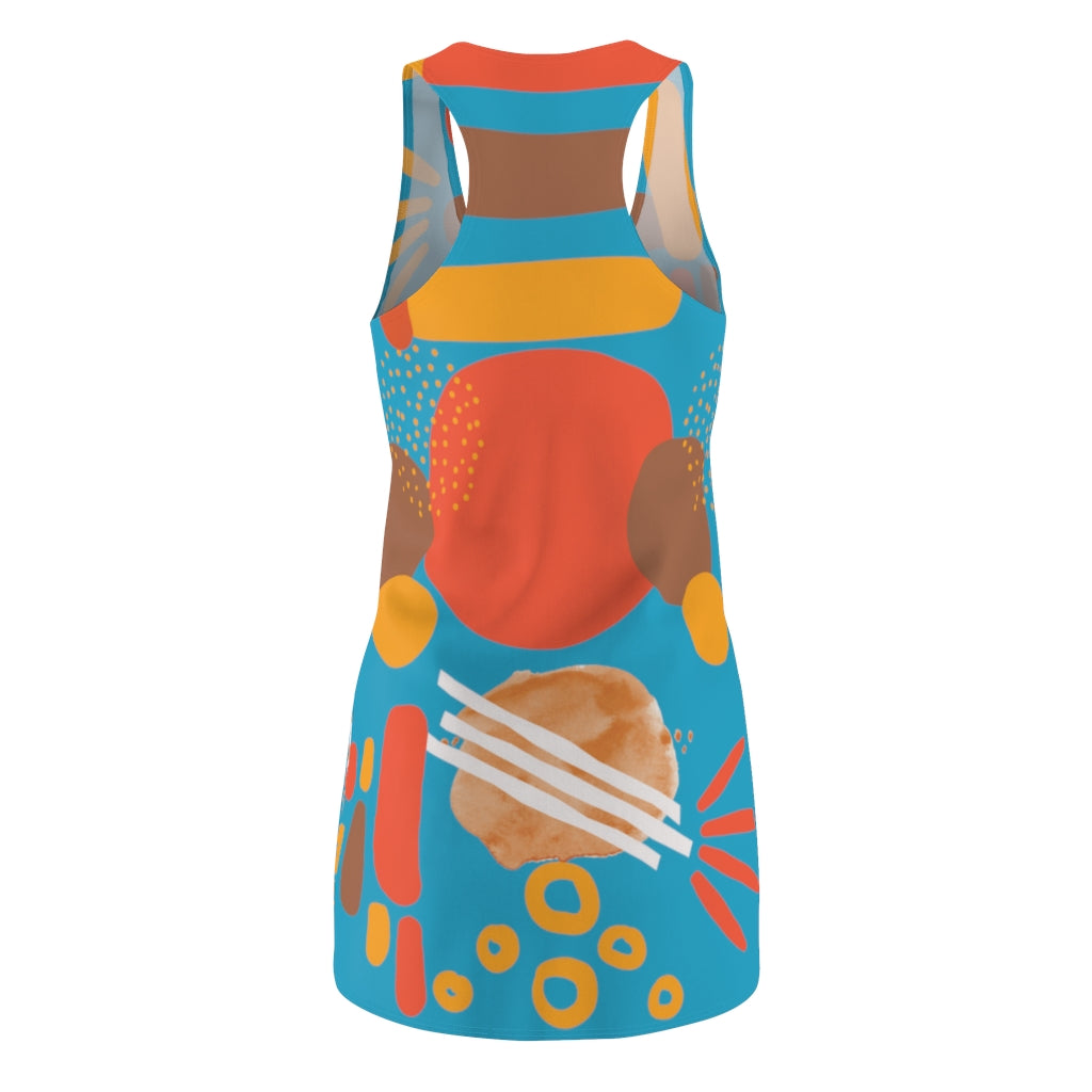 Earth Tones Abstract Women's Racerback Dress - Turquoise