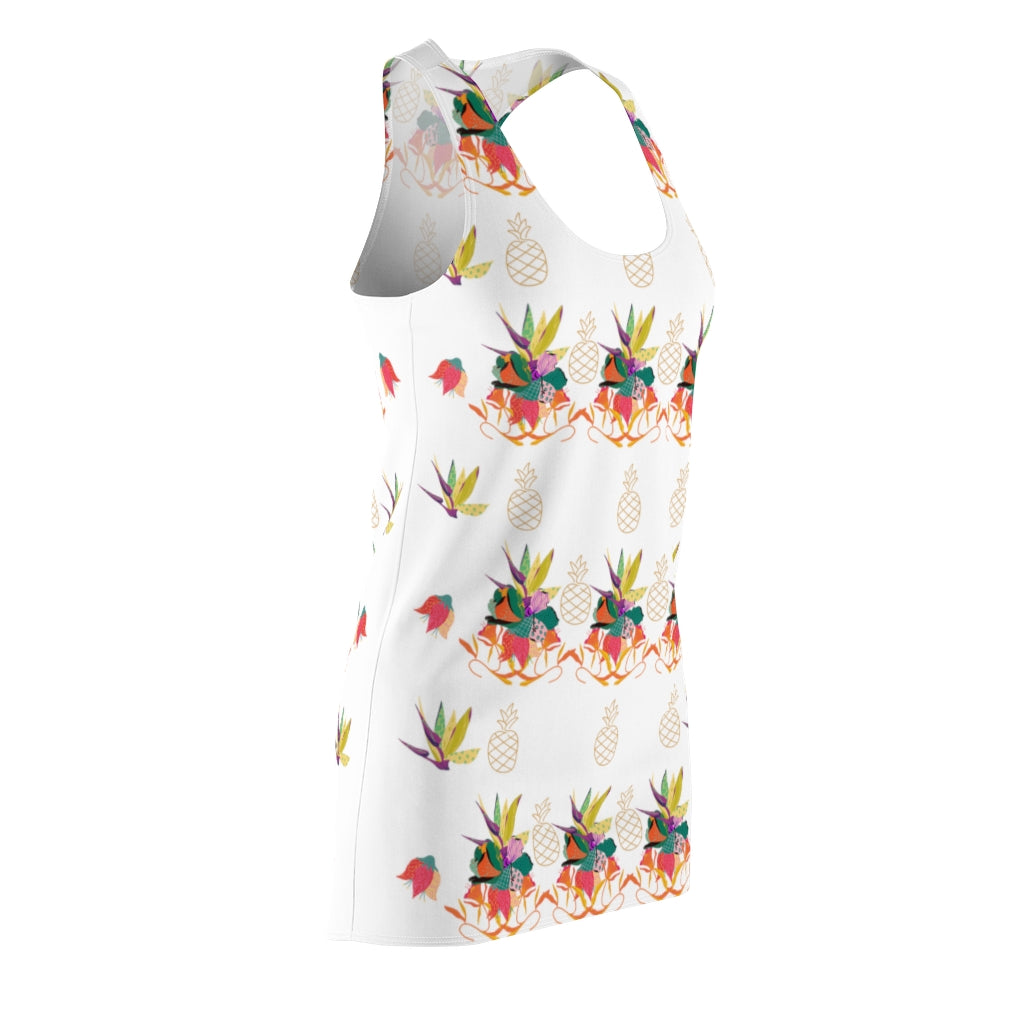 Tropical Pineapple Women's Racerback Dress - White