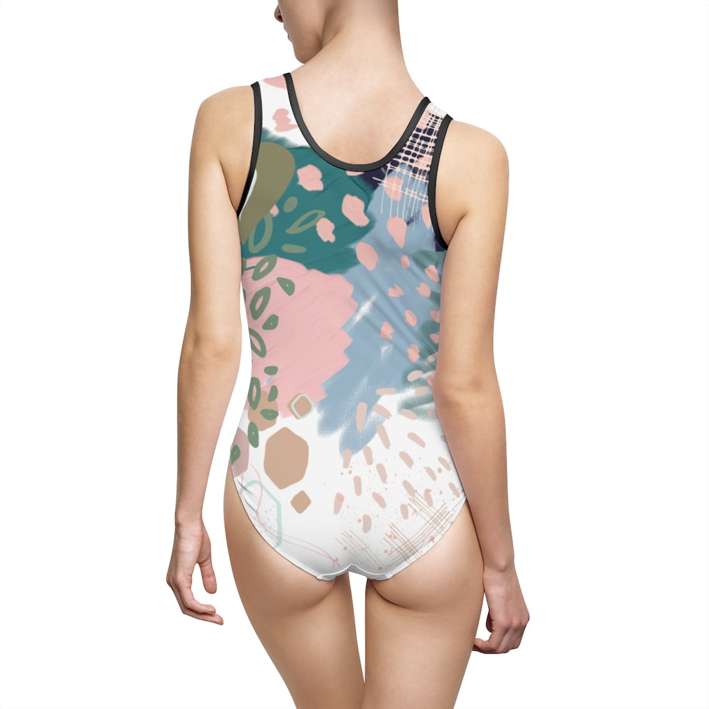Abstract in Pink and Green Women's Swimsuit