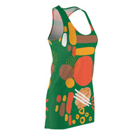 Earth Tones Abstract Women's Racerback Dress - Dark Green