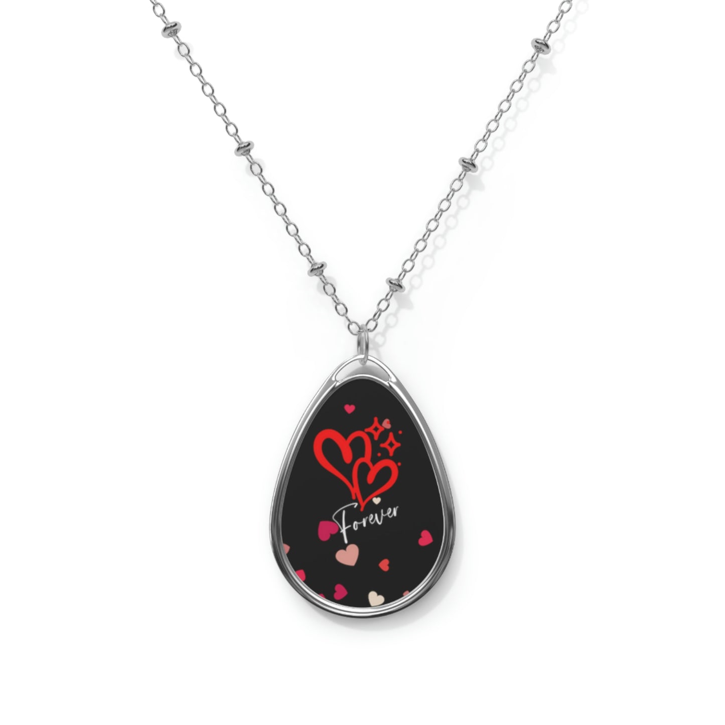 Two Hearts Forever Oval Necklace Valentine Jewelry