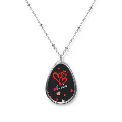 Two Hearts Forever Oval Necklace Valentine Jewelry