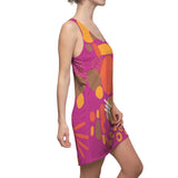 Earth Tones Abstract Women's Racerback Dress - Dark Pink