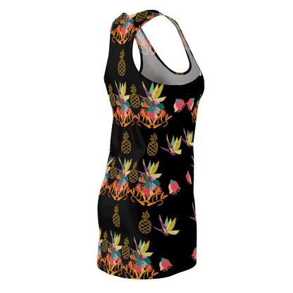 Tropical Pineapple Women's Racerback Dress - Black