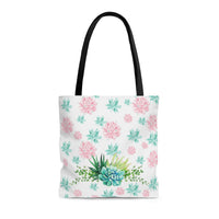 Pink and Green Succulents Tote Bag