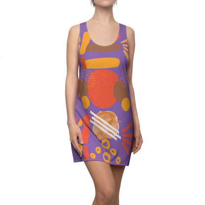 Earth Tones Abstract Women's Racerback Dress - Light Purple