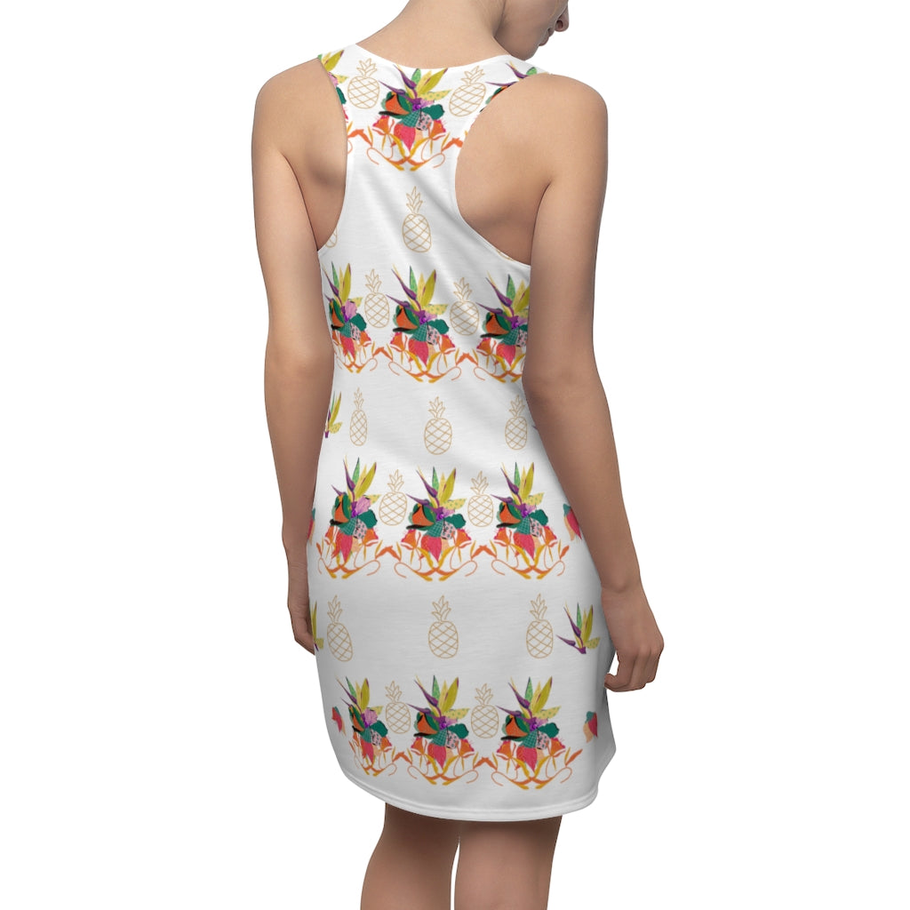 Tropical Pineapple Women's Racerback Dress - White
