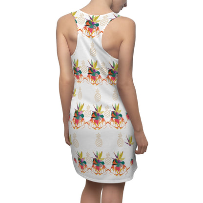 Tropical Pineapple Women's Racerback Dress - White