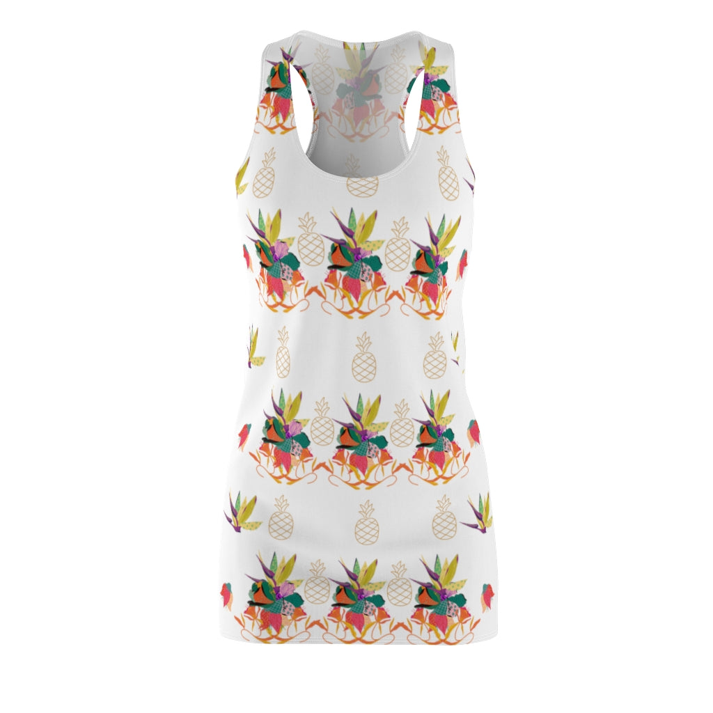 Tropical Pineapple Women's Racerback Dress - White