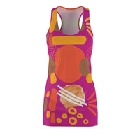 Earth Tones Abstract Women's Racerback Dress - Dark Pink