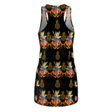 Tropical Pineapple Women's Racerback Dress - Black