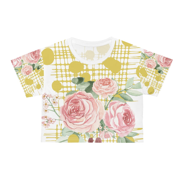 Roses on Yellow Crop Tee