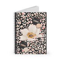 Peach Flower Abstract Spiral Notebook - Black