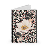 Peach Flower Abstract Spiral Notebook - Black