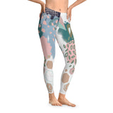 Abstract in Pink and Green Stretchy Leggings