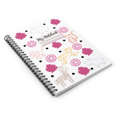 Jungle Animals Spiral Notebook - White