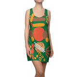 Earth Tones Abstract Women's Racerback Dress - Dark Green