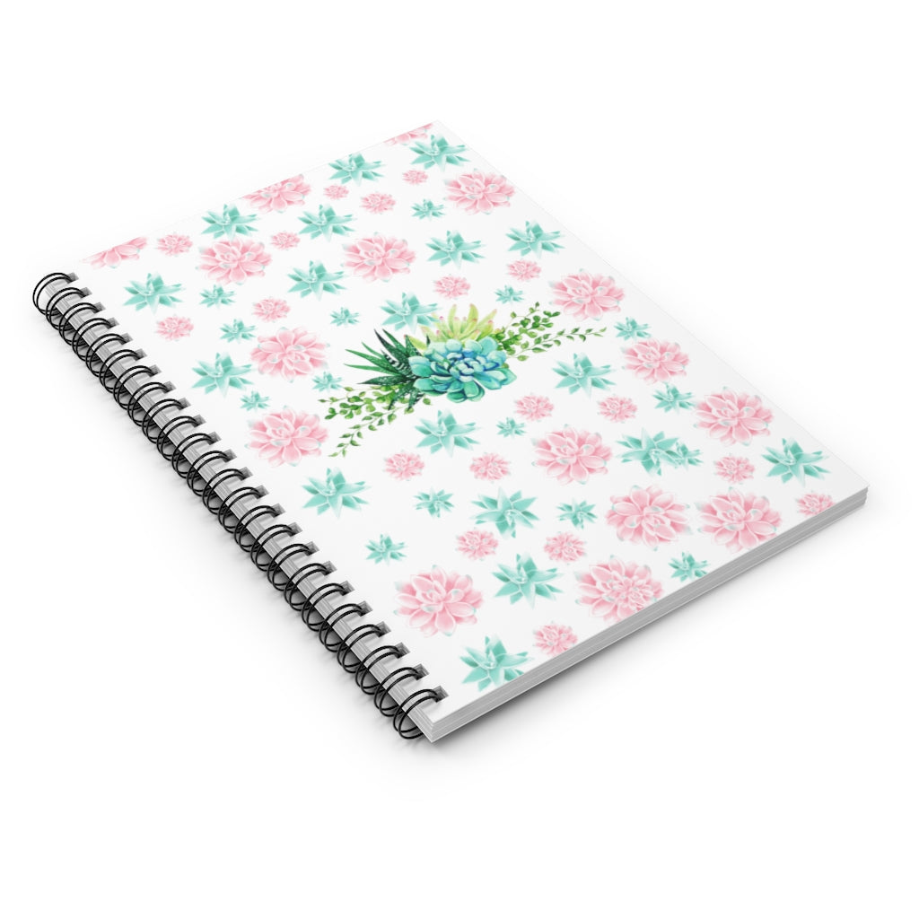 Pink and Green Succulents Spiral Notebook
