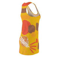 Earth Tones Abstract Women's Racerback Dress - Yellow