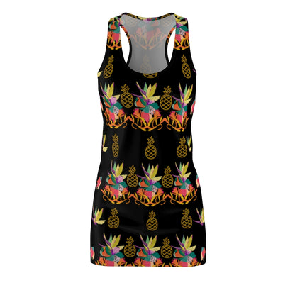 Tropical Pineapple Women's Racerback Dress - Black