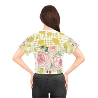 Roses on Yellow Crop Tee