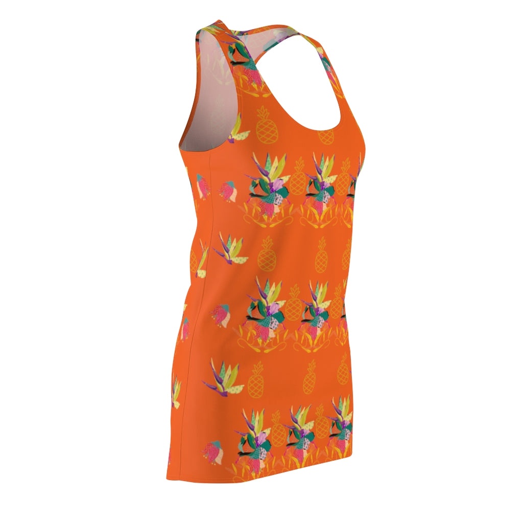 Tropical Pineapple Women's Racerback Dress - Orange