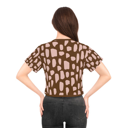 Pink on Brown Crop Tee