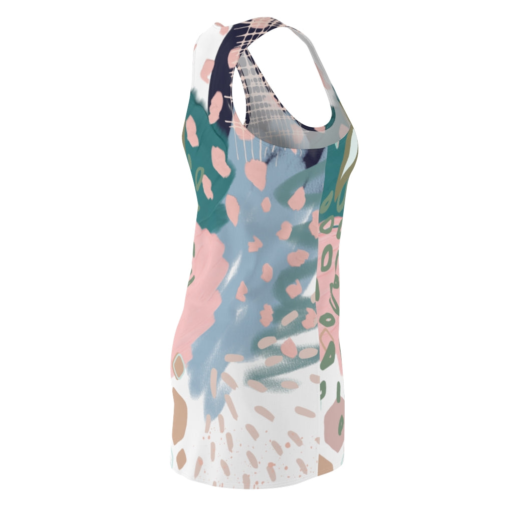 Abstract in Pink and Green Racerback Dress